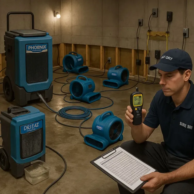 Structural Drying and Dehumidification process in Laureldale, PA